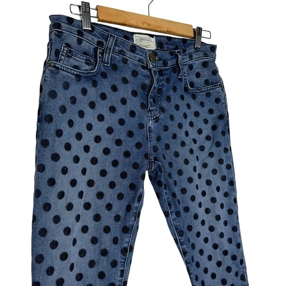 Current/Elliott Stiletto  Flocked Dot Skinny Ankle Blue Jeans Size 28 - Picture 7 of 12